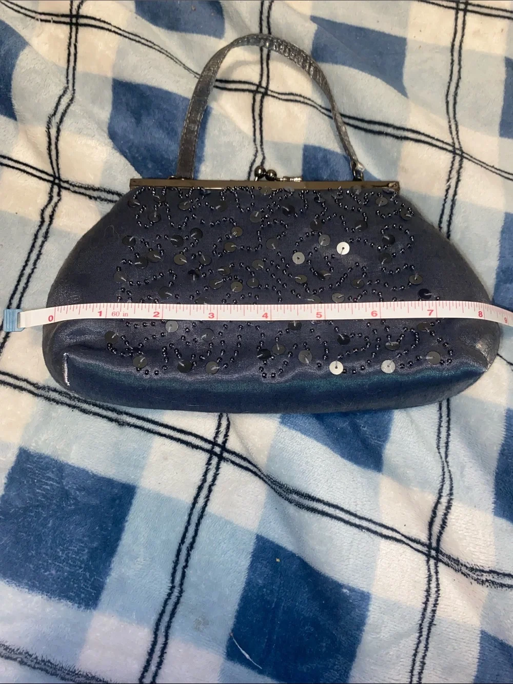 Loft by Ann Taylor Gray Sequin Beaded Clutch Wristlet